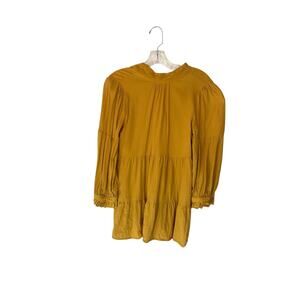 Anthropologie Maeve Yellow‎ Office Work Tie Neck Long Sleeve Blouse Size X-Small